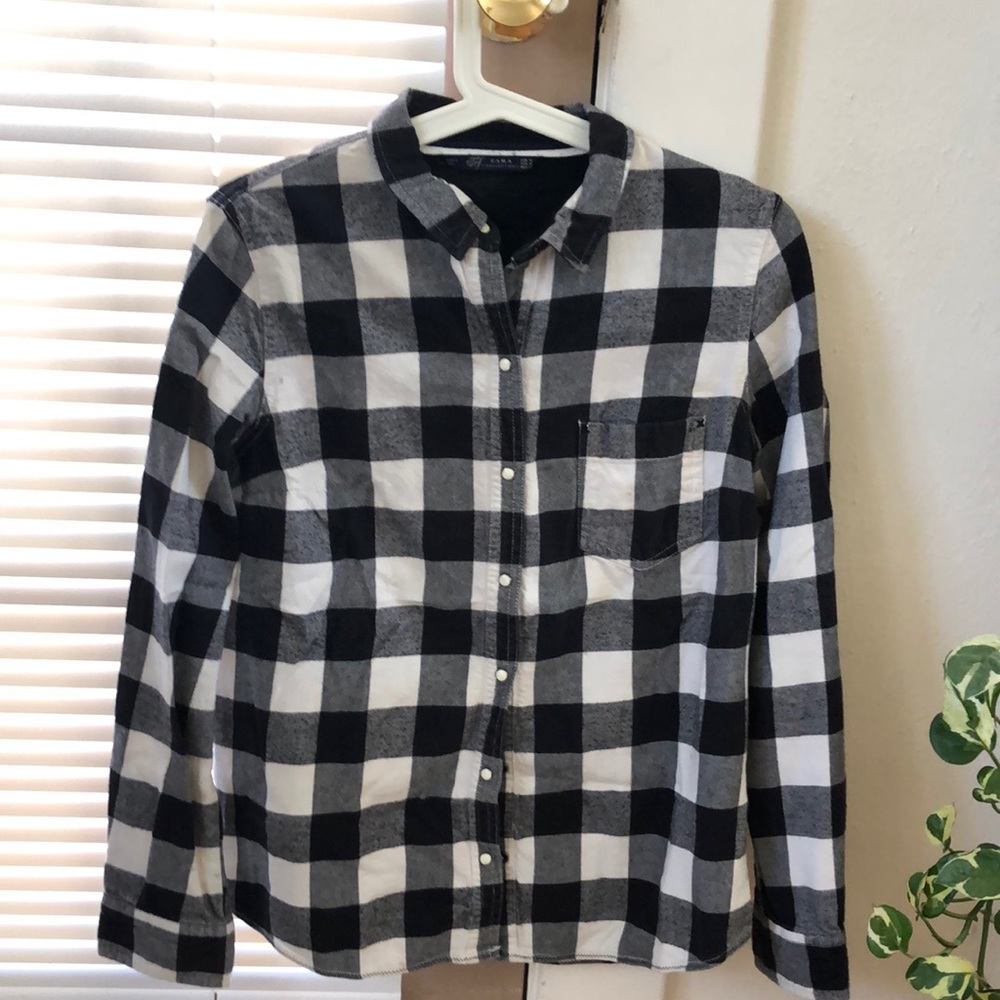 Plaid shirt black and white